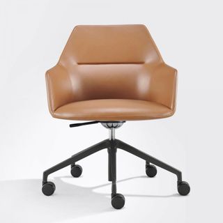 Tulip Meeting Chair Castors PU Leather Quicktan