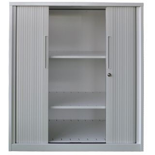 Tambour Cupboard H1000xW1200xD500mm 2Sh White