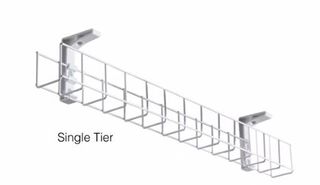 Wire Grid Basket 1tier L650x50mm & 2 Mount Brackets White