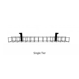 Wire Grid Basket 1tier L650x50mm & 2 Mount Brackets Black