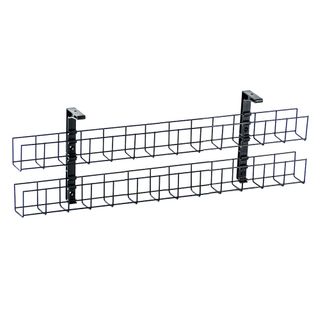 Wire Grid Basket 2tier L650x50mm & 2 Mount Brackets Black