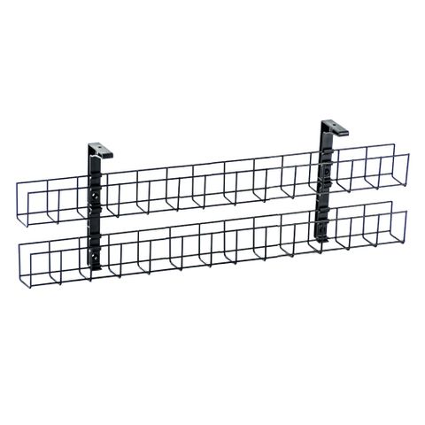 Wire Grid Basket 2 tier L650mm & 2 Mounting Brackets Black