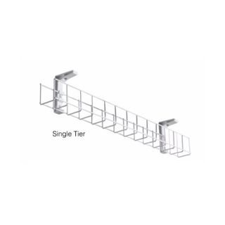 Wire Grid Basket 1tier L1250x50mm & 2 Mount Brackets Silver