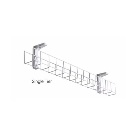 Wire Grid Basket 1tier L1250mm & 2 Mount Brackets Silver