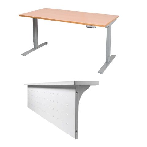 Vertilift Elec Desk&Mod L1800xD800mm 2Leg700 Si/Wt L2