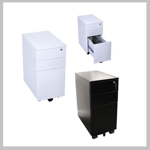 Mobile Pedestals - Steel - Slim - H610mm - Imported