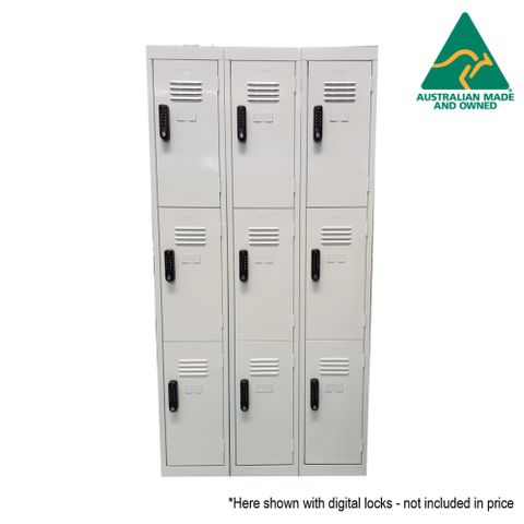 Statewide 9 Door Locker 3Tier/Bank of 3 W1140xH1800xD450mm