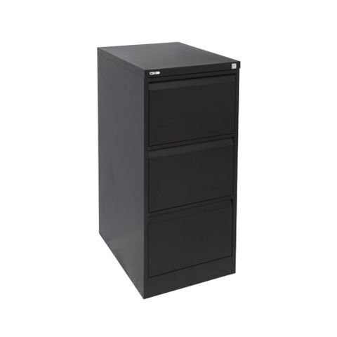 GO 3 Dr Filing Cabinet H1016xW460xD620mm Black Ripple