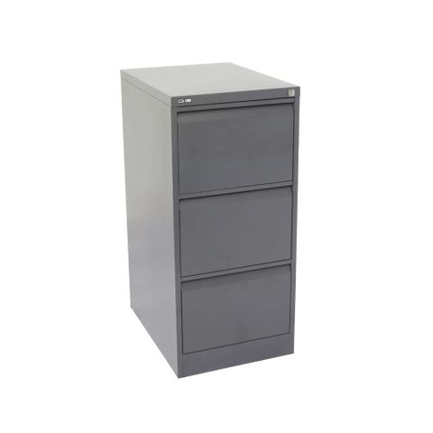 GO 3 Dr Filing Cabinet H1016xW460xD620mm Graphite Ripple