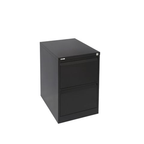 GO 2 Dr Filing Cabinet H705xW460xD620mm Black Ripple