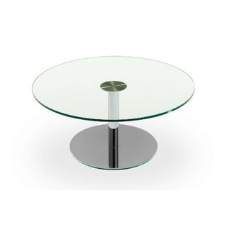 Louise Glass Top Table 500mm diam/450mm Base S/Steel