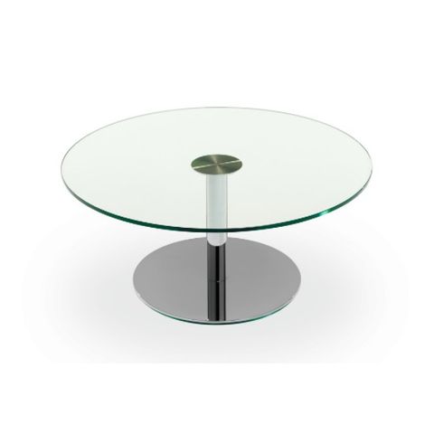 Louise Glass Top Table 500mm diam/450mm Base SS