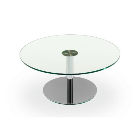 Louise Glass Top Table 500mm diam/450mm Base S/Steel