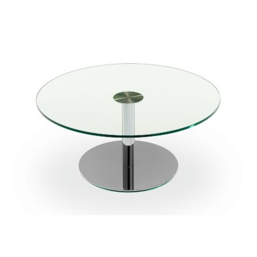 Louise Glass Top Table 500mm diam/450mm Base SS