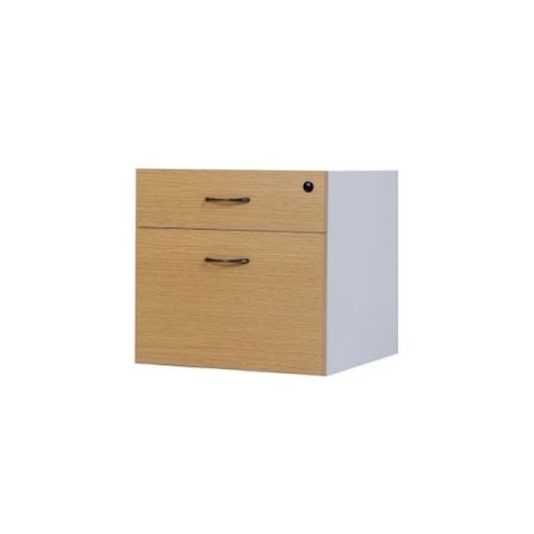 Logan Fixed Pedestal 1 small + 1 file drawer Oak/White