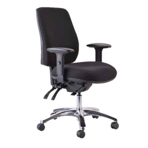 Roma Exec High Back Chair 24/7 Arms 160Kg Jett Black