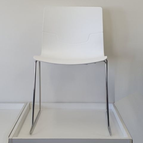 Slot Chair Chrome Sled, White PVC Shell 120kg