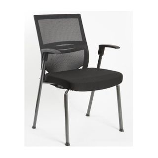 Orion Visitor Chairs, Arms. Black Mesh & Seat Fabric 110kg