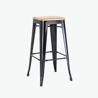 Harbour Stool H760mm Timber Seat/Black Frame,Stacks 165kg