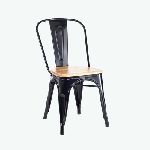 Harbour Chair Timber Seat, Black Frame, Stacks 165kg