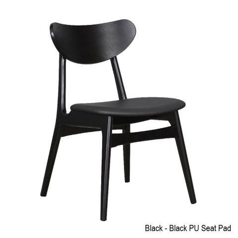 Finland Dining Chair Timber Frame, Blk/ Blk PU Seat