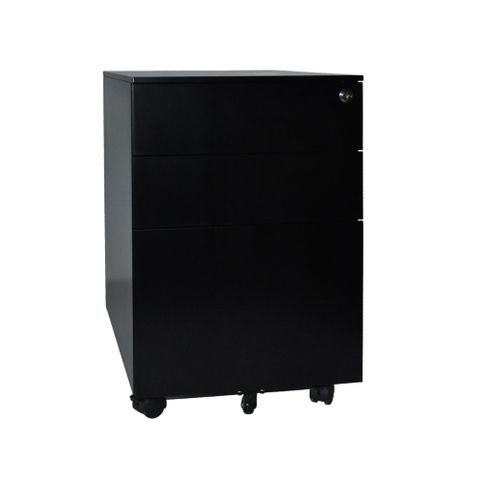 Mobile Pedestal 2S+1F H600xW390xD500mm Black Satin