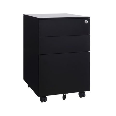 Mobile Pedestal 2S+1F H600xW390xD500mm Black Satin
