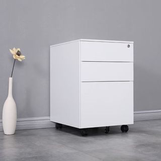 Mobile Pedestal 2S+1F H600xW390xD500mm White Satin