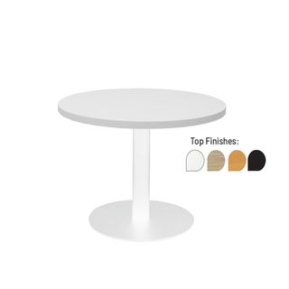 Coffee Table 600mm Dia  White Disc Base