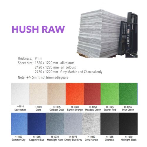 Acoustic Panel Hush Raw L1820xW1220xD9mm 10 Pack