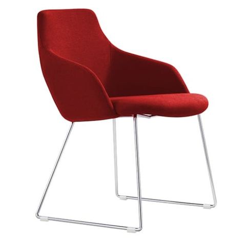 Oscar Visitor Chair Chrome Sled Base Red Seat