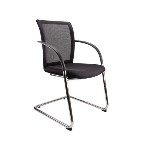 Secondhand Galaxy Visitor Chair. Mesh Back. Chrome Cantilever