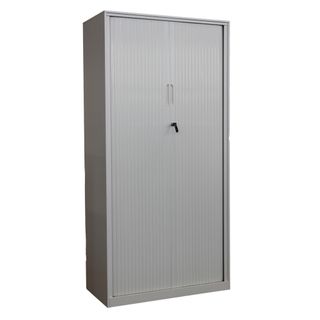 Tambour Cupboard H1980xW900xD500mm 4Sh White