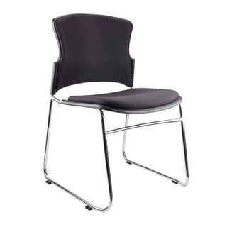 Eve Visitor Chair No Arm Chrome Sled,  Black Fabric 110kg