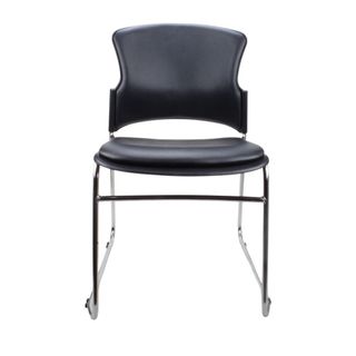 Eve Visitor Chair No Arm Chrome Sled,  Black PU Vinyl 110kg