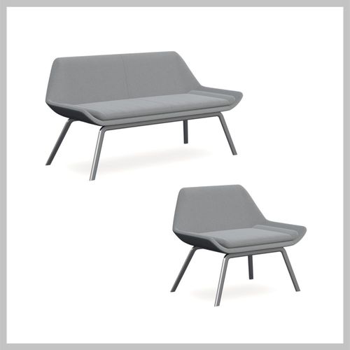Kamino Single Seater Chrome Base/ Grey Fabric