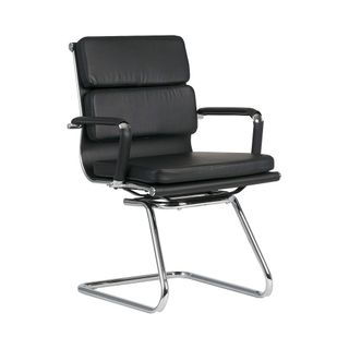 Mercury Visitor Chair Padded Back, Black Vinyl 120kg