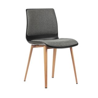 Pod Visitor Chair 4 Timber Legs Blk Shell uph. House Fab