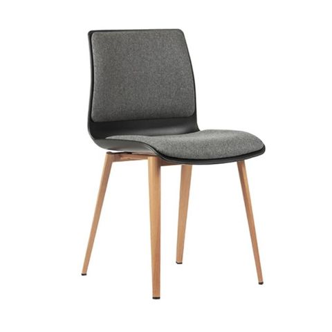 Pod Visitor Chair 4 Timber Legs Blk Shell uph. House Fab