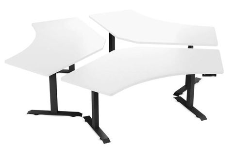 Cluster of 3 120 degree workstation Black frames White top