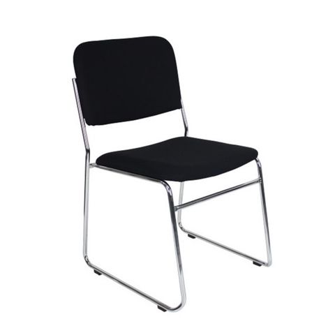 Evo Visitor chair, No arms, Chrome Sled, Black Fabric 110kg
