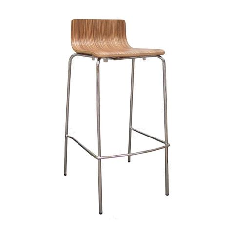 Carla LB Stool H750mm Timber Seat, 4Leg Chr 100kg