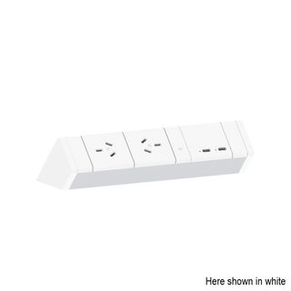 Athena Power Rail 2 GPO 2 USB A/A, 1m lead White