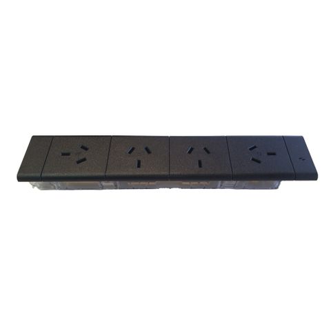Quad GPO Module Rotated. Black
