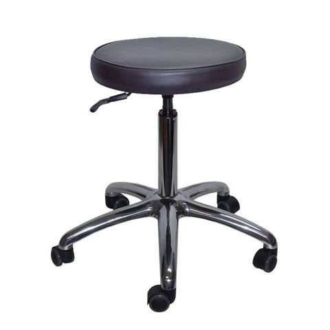 Medical Stool, Chrome Frame, 140mm Gaslift, Studio Encore Black Vinyl 110kg