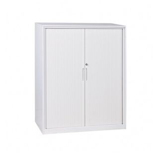 Tambour Cupboard H1000xW900xD500mm 2Sh White