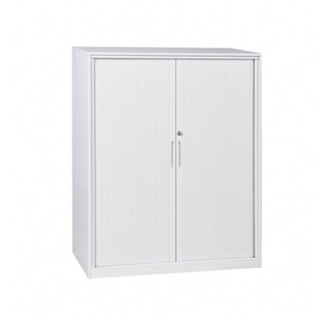 Tambour Cupboard H1000xW900xD500mm 2Sh White