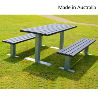 Outdoor Table & Bench Seats & Galv Fr & Recycled Plastic Slats