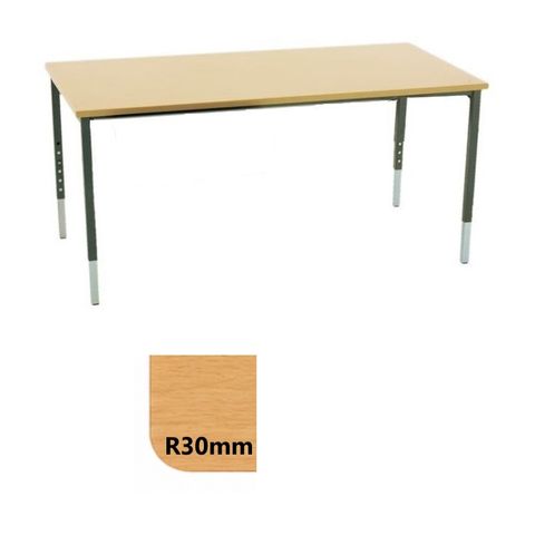 School Table. Top  L1200 x D600mm with Radius Corners. Frame: 4 leg height adjustable