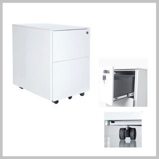 Mobile Pedestal  2F H610xW400xD520mm Metal White